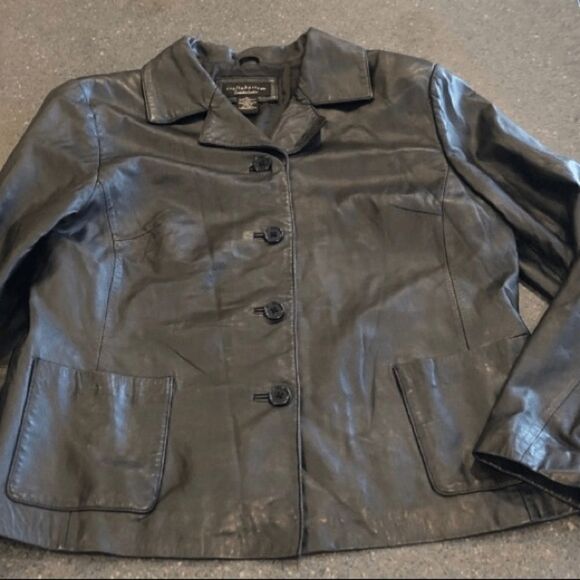 Croft & Barrow black leather jacket size L - Picture 2 of 4